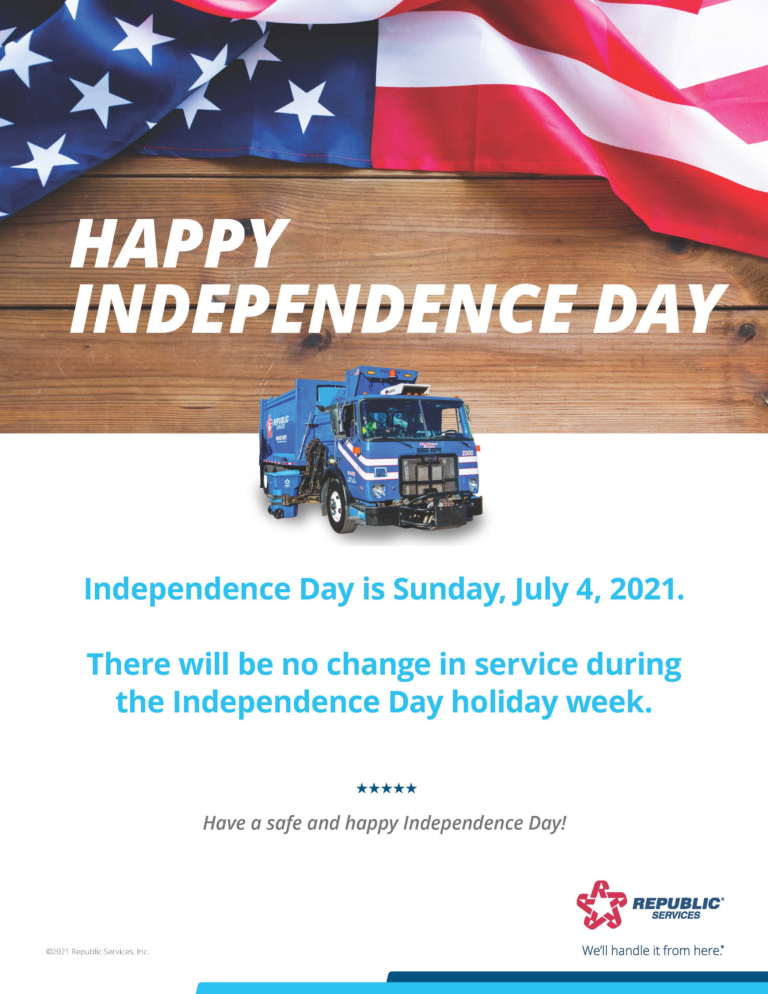 Trash and Recyling July 4th flyer