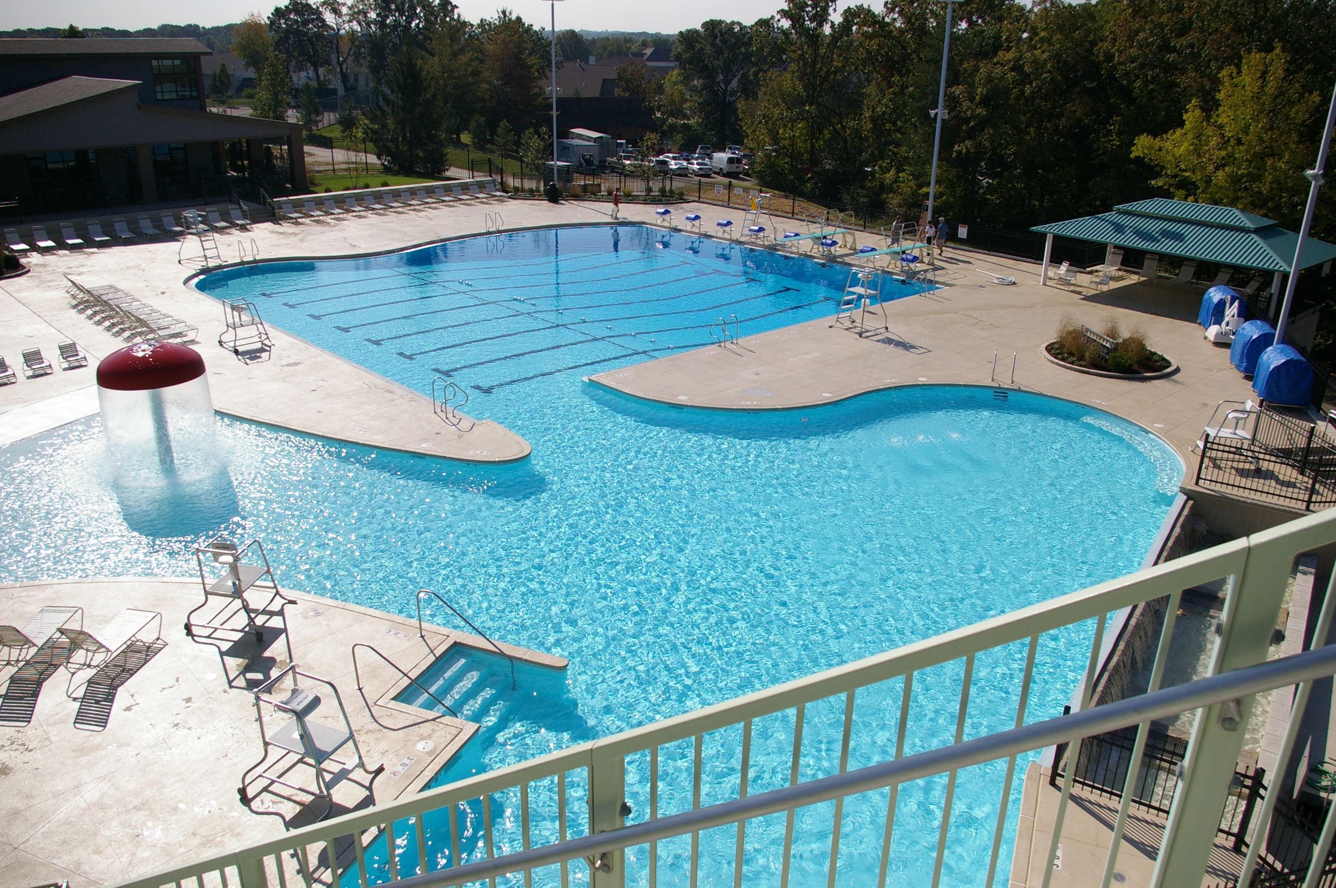 View of pool from slides