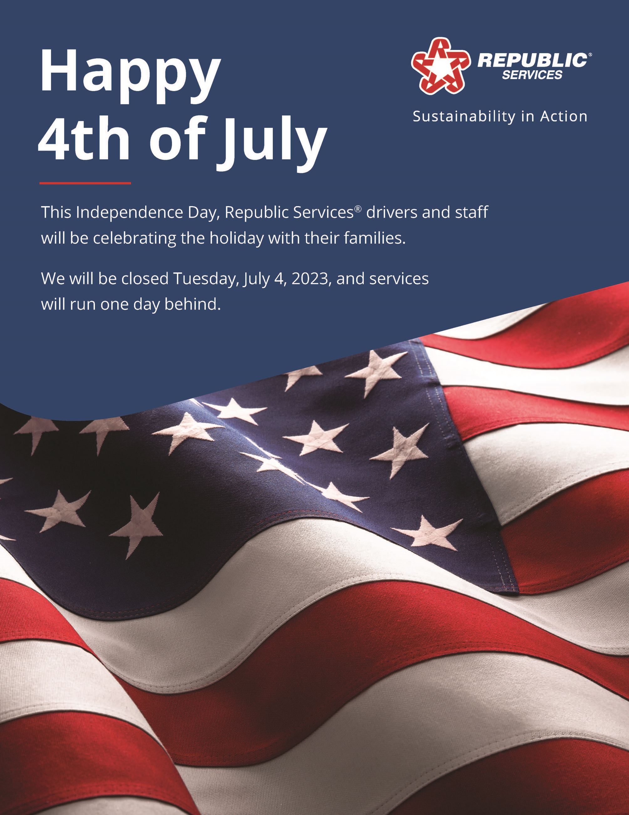 4th of July Holiday 2023 Republic Services Schedule